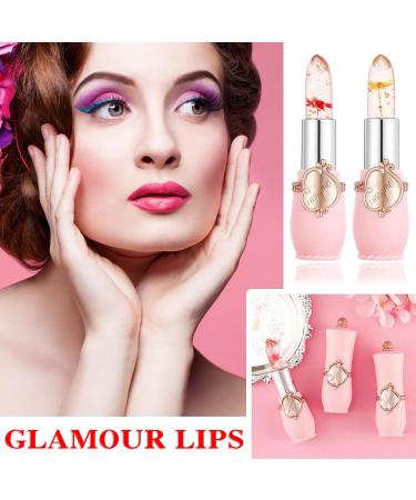 2Pcs Clear Crystal Flower Jelly Lipstick PH Magic Temperature Color Changing Lipstick Lip Gloss Long Wear Nutritious Tinted Lip Balm Moisturizing Lip Stick Makeup Set (Set B) - Buy Online on GoSupps.com