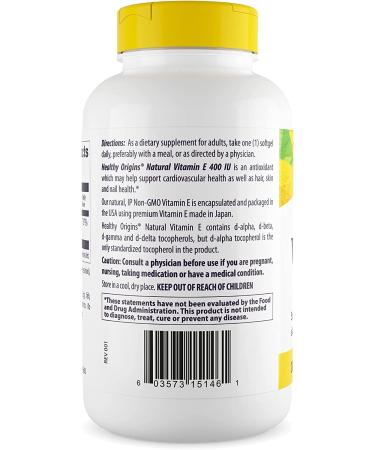 Healthy Origins Vitamin E 400 IU Natural Mixed Toco Gels - 360 Count for Optimal Health - Buy Online on GoSupps.com