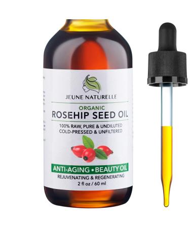 Rosehip Oil - 100% Pure RAW Organic, Virgin, Cold-Pressed, Unrefined for Anti Aging, Acne Eczema Wrinkles Dark Spots Scars Rosacea - Face Serum Oil - Anti Aging Beauty Rose Hip Oil, 2oz