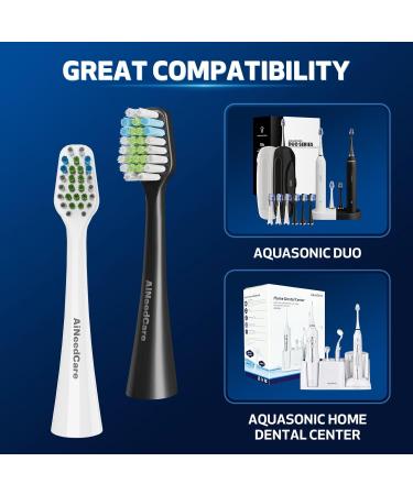 Toothbrush Replacement Heads for Aquasonic Duo & Home Dental Center - 12 Pack (6 White + 6 Black) - Best International Shipping - Buy Online on GoSupps.com