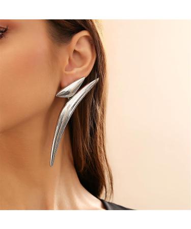 ROYALEAD Triangle Bend Pointed Earrings for Women Girls Minimalist Designs Exaggerated Geometric Accessories 2024 Party Jewelry Gold - Buy Online on GoSupps.com