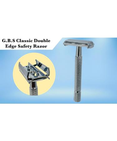 Buy G.B.S Travel Shaving Kit | Chrome Double Edge Razor Brush Leather Sleeve & Sandalwood Cream - Perfect for Men s Grooming & Travel - Buy Online on GoSupps.com