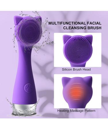 Facial Cleansing Brush - Waterproof Silicone Exfoliator for Men & Women | 3 Speeds | Deep Cleaning & Blackhead Removal (Purple - Buy Online on GoSupps.com