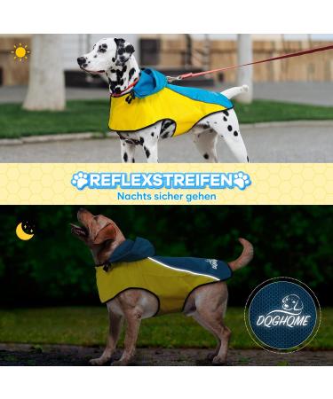 Buy Waterproof Rain Jacket for Dogs | Adjustable Reflective Dog Coat | Ultra-Light Rain Cape for Small Medium & Large Pets - Yellow & Blue - Buy Online on GoSupps.com