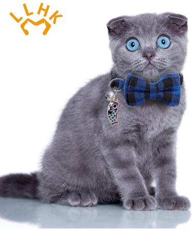 LLHK 4 Pack Small Fish Cat Collars with Bow Tie and Bell | Personalized Breakaway Kitten Collar | Adjustable 7-12inch | Cute for Girl/Boy Cats | Pet Supplies & Accessories - Buy Online on GoSupps.com