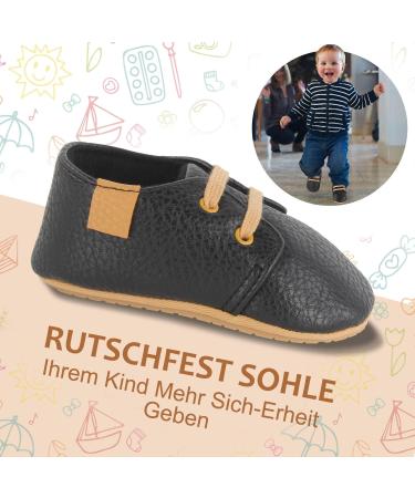 Baby First Walking Shoes | Boy Girl PU Leather Sneakers | Non-Slip Rubber Soles | 0-18 Months | Black - Buy Online on GoSupps.com