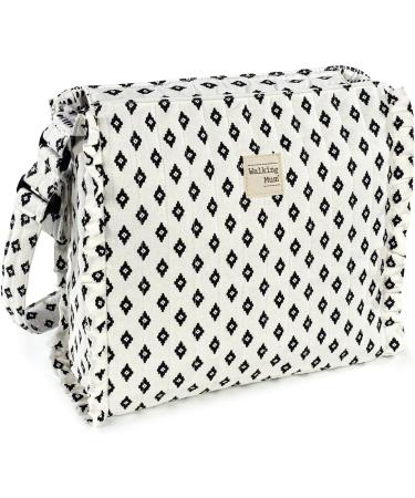 Buy Walking Mum Boho Chic Baby Changing Bag - Stylish White/Black Nappy Bag 32x32x12 cm | International Shipping Available - Buy Online on GoSupps.com