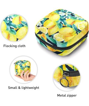 Women's Portable Period Kit Bag - Watercolor Lemon Fruits Leaves | Stylish Storage & Lift Pad for Girls - Buy Online on GoSupps.com