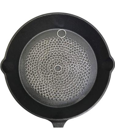 Chainmail Cast Iron Cleaner Premium 316 Stainless Steel Chainmail Scrubber for Skillet Wok, Pot, Pan Cast Iron Pans Pre-Seasoned Pan Dutch Oven Waffle Iron Pans Skillet Cleaner (7 inch Round)