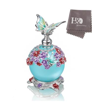 H&D Fancy Retro Frosted Empty Refillable Blue Glass Perfume Bottle with Butterfly Stopper 23ml Style-1 - Buy Online on GoSupps.com