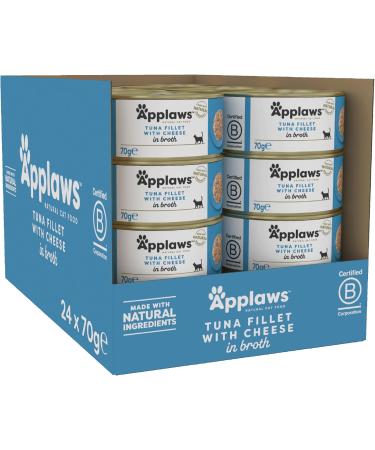 Applaws Premium Natural Cat Food Wet Tuna with Cheese in Broth - 70g Can (24 Pack) - High-Quality Nutrition for Your Cat - Buy Online on GoSupps.com