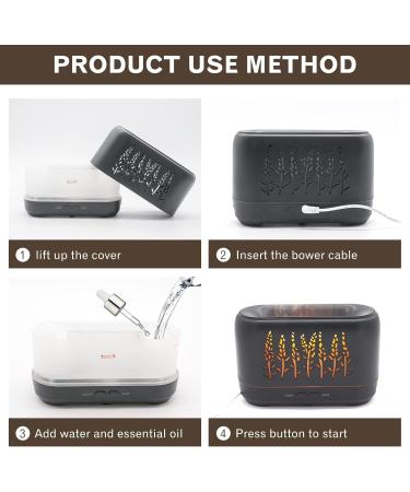 YAVOCOS Flame Essential Oil Diffuser 200ml Air Humidifier Flame with Remote Aroma Diffuser with Flame Night Light Quiet Water Mist Timer Automatic Closing for Home Office Bedroom Yoga Spa - Buy Online on GoSupps.com