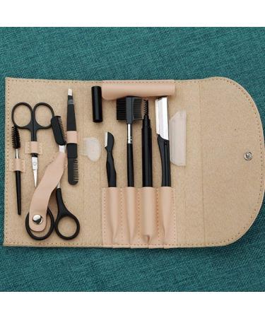 OBHDRERRY 8-Part Stainless Steel Eyebrow Tool Kit for Women - Precision Tweezers Scissors & Comb - Best Makeup Trimming Set (Black) - Buy Online on GoSupps.com