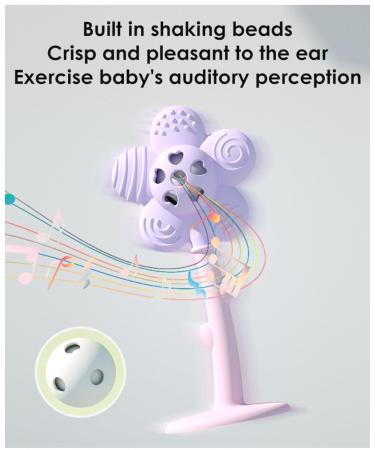 KIAANS Baby Teething Toys | BPA Free Silicone Flower Teether Rattle | Mint Sensory Teether for Babies - Safe & Soft - Buy Online on GoSupps.com