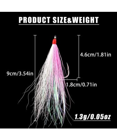 Bucktail Teasers Fishing Hook Kit - 8pcs Teaser Lures with Crystal Flash Skirt, Sharp Hook for Saltwater Fishing Jigs - Ideal for Catfish, Cod, Flounder, Fluke, Trout - Buy Online on GoSupps.com