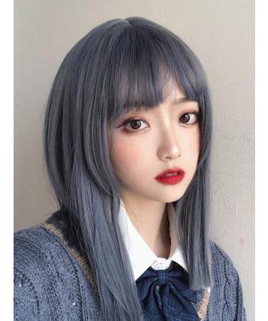 Buy BGHJUE Long Straight Ash Blue Wig for Women | Natural Full Head Clavicle Hair - International Shipping Available - Buy Online on GoSupps.com