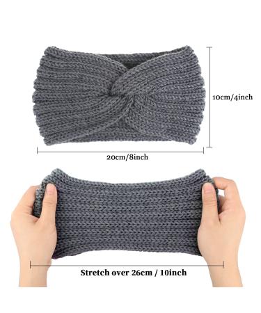 Powmag 3-Piece Knitted Headband Set for Women | Winter Hair Straps | Stylish Black Gray & Red Hair Bands - Buy Online on GoSupps.com