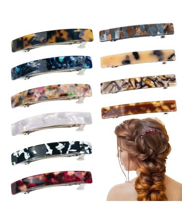 10 Pcs Hair Barrettes for Women Tortoise Shell Hair Barrettes Acetate French Design Acrylic Hair Clips Christmas Gifts for Girls Mom (Multicolor)