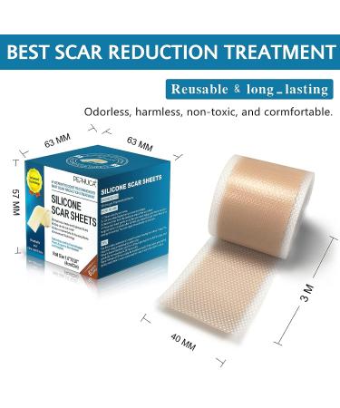 Medical Grade Silicone Scar Sheets - 1.6 x 120 Inch - For Old & New Scars - Safe & Painless Scar Removal - Face, Body, Surgery, C-Section, Keloid, Burn - 7 Months Supply - Buy Online on GoSupps.com