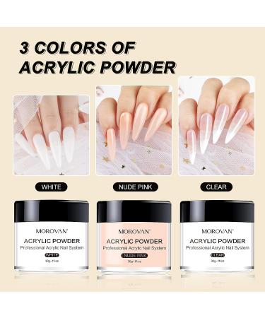 Morovan Acrylic Nail Kit with Professional Monomer Liquid and Brush - Pink Color Set for Beginners - Buy Online on GoSupps.com