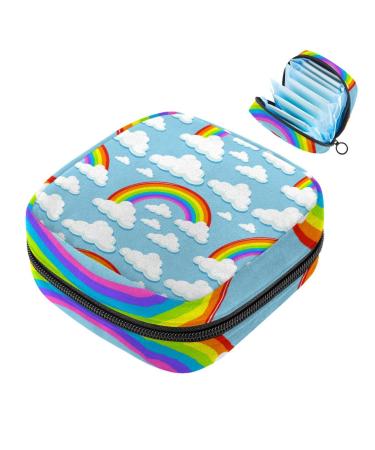 Portable women's binding-storage bags menstrual cup pocket female menstrual pads bags for teenage girls tampons for the first period rainbow printing multicolored 03