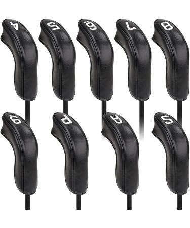 BIG TEETH Golf Hybrid Iron Head Cover - 1set of 9pcs(4-9,P,A,S) - Black - Buy Online on GoSupps.com