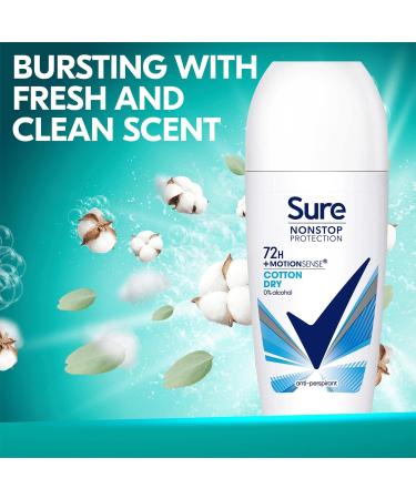 Sure Women 72H Motion Sense Antiperspirant Deodorant Roll-on with 0% Alcohol Nonstop Odour Protection - 50ml (Pack of 6) - Buy Online on GoSupps.com