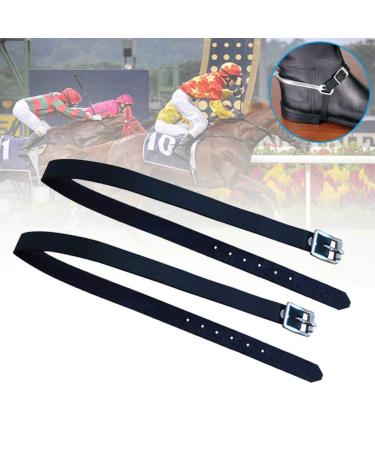 DASNTERED Spur Strap 2 Pcs PU Leather Horse Riding Straps with Adjustable Buckle Riding Sports Accessories black