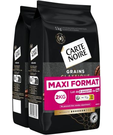 CARTE NOIRE - Classic Coffee Beans - Intense and Floral Aroma - Pure Arabica Coffee - Rainforest Alliance Certified - 2 Packs of 1 kg - Buy Online on GoSupps.com