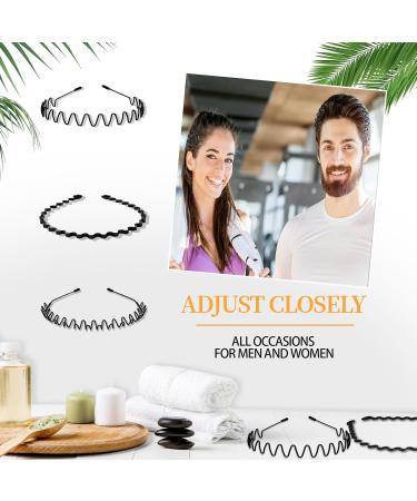 Willight 3-Piece Metal Hair Bands - Zigzag Wave Headbands for Men & Women | Non-Slip Black Spring Hair Ties for Sports & Yoga - Buy Online on GoSupps.com