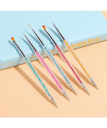 TEOYALL 5 PCS Double-Ended Nail Art Brushes Kit for UV Gel Nail Design - Home Salon Nail Liner Brush and Dotting Pens Set - Buy Online on GoSupps.com