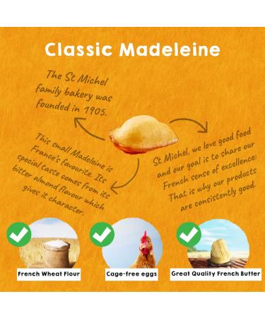 St Michel Traditional Madeleines French Sponge Cakes - Pack of 2 (250g each) | Made in France, Non-GMO, Individually Wrapped | 20 Butter Traditional Madeleines - Buy Online on GoSupps.com