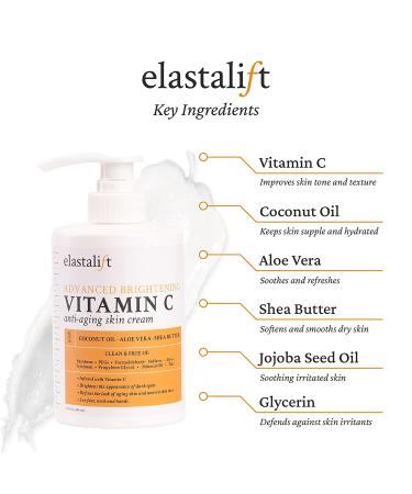Elastalift Vitamin C Brightening Cream - 15 Oz Moisturizing Face & Body Lotion for Radiant Skin - Buy Online on GoSupps.com