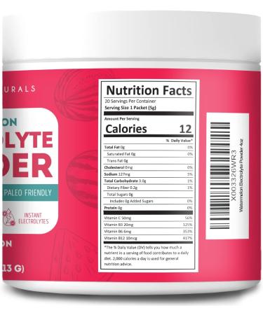 Kate Naturals Watermelon Electrolytes Powder 4oz - Instant Vegan Energy Boost, Prevent Dehydration, Eliminate Cramps - Non-GMO, Keto-Friendly, Zero Sugar - Buy Online on GoSupps.com