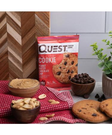 Quest Nutrition Peanut Butter Chocolate Chip Protein Cookies - 12 Pack (2.04 oz Each) | Low Carb Snack - Buy Online on GoSupps.com