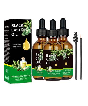 Jamaican black castor oil 60 ml hair oil and body massage oil Castor Oil 100% pure organic diacinus oil skin moisture cream nourishes the scalp relief dry skin (3PCs)
