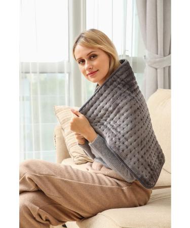 Ambershine 45cmx85cm XXXXL King Size Fast-Heating Electric Heating Pad - 6 Temp Settings for Pain Relief in Back, Neck, Shoulders, Abdomen, Legs - Dark Gray - Buy Online on GoSupps.com