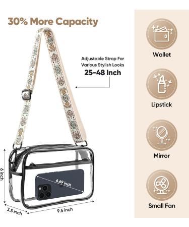 Ferlord Transparent Stadium Bag - Adjustable Women's Wallet for Events | Black-Bohemia - Buy Online on GoSupps.com