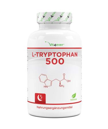 L-Tryptophan 500 mg - 365 Vegetable Fermentation Capsules - 12 Months of Battery Life - No Additives - High Dosed - Vegan