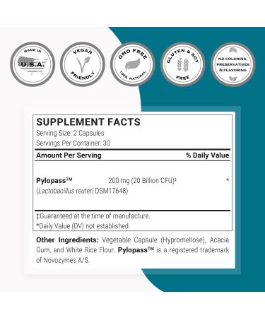 Supersmart H. Pylori Fight Natural Treatment 20 Billion CFU per Day - 60 Vegetarian Capsules - Buy Online on GoSupps.com