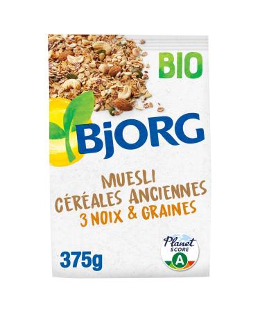 BJORG - Muesli C r ales Anciennes 3 Noix & Graines Bio - C r ales Compl tes - R duit En Sucres - 375G (Lot de 6)