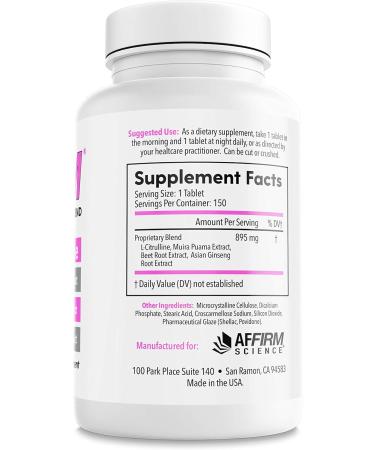 AFFIRM Nitric Oxide Booster for Women - 750mg 150 Tablets | Enhance Blood Circulation | Dr. Judson Brandeis Formula - International Shipping Available - Buy Online on GoSupps.com