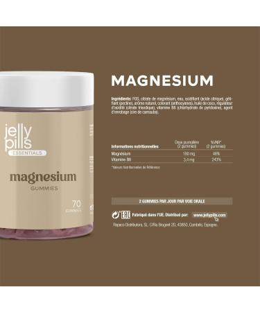 Jelly Pills 1620mg Magnesium Citrate & Vitamin B6-70 Vegan Berry Flavored Gummies Providing 180mg of Magnesium - No Added Sugars - Reduces Fatigue & Burnout - Buy Online on GoSupps.com