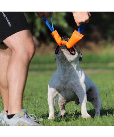 High-Quality Handmade Bull Fit Dog Tug Toy - 30 cm Robust K9 Training Tool with Two Loops - Durable Fire Hose Material in Orange - Buy Online on GoSupps.com