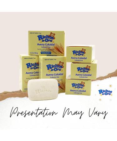 Ricitos de Oro Oat Bar Soap 6-Pack - Hypoallergenic Baby Soap with Oat for Moisturizing Delicate Skin - Oat Blossom Scent - 6 Bar Soaps - Buy Online on GoSupps.com
