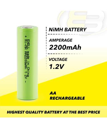 Buy Exell AA 1.2V Rechargeable NiMH Flat Top Batteries 2200mAh - Eco-Friendly Pack of 10 for International Shipping - Buy Online on GoSupps.com