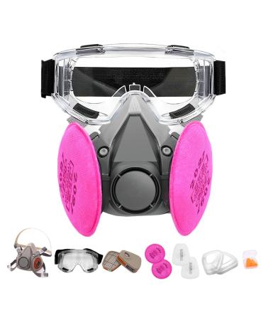 BEAUKAU Epoxy Respirator with 2091 Filter and 6001 Filter Goggle Paint Respirator for Women and Men Used for Resin Asbestos Painting Particle Decoration Clean