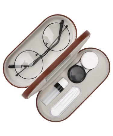 Moko glasses case double -sided glasses case with mirror wearable scratch -resistant double case for glasses should glasses read glasses contact lenses brown