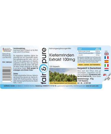 Fair & Pure - Pine bark extract 100mg - standardized to 95% proanthocyanidins - vegan - 120 capsules - Buy Online on GoSupps.com