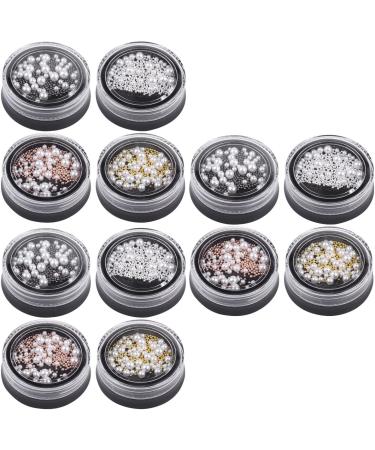 Lurrose 12 Boxes jewelry accessories nail art gems nail micro nail rivets studs nail tech accessories nail crystal beads nail art charms nail paillette manicure jewels Glass sand 3d pearl - Buy Online on GoSupps.com
